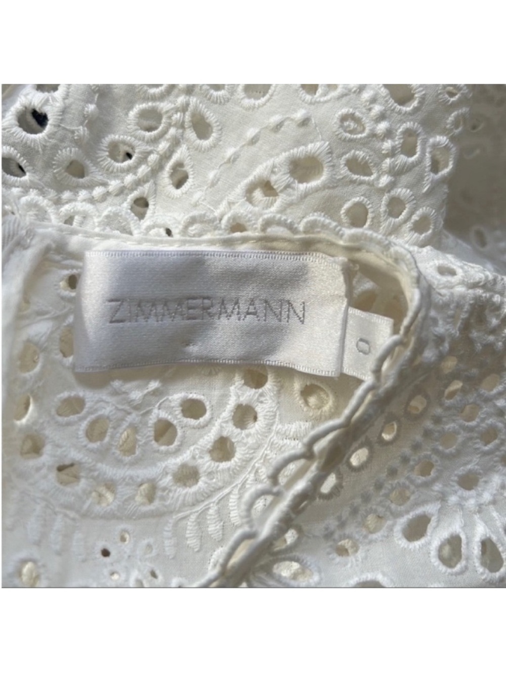 Zimmerman Lace Eyelet Short Sleeve Top in Pearl White Like New EUC - Picture 2 of 14